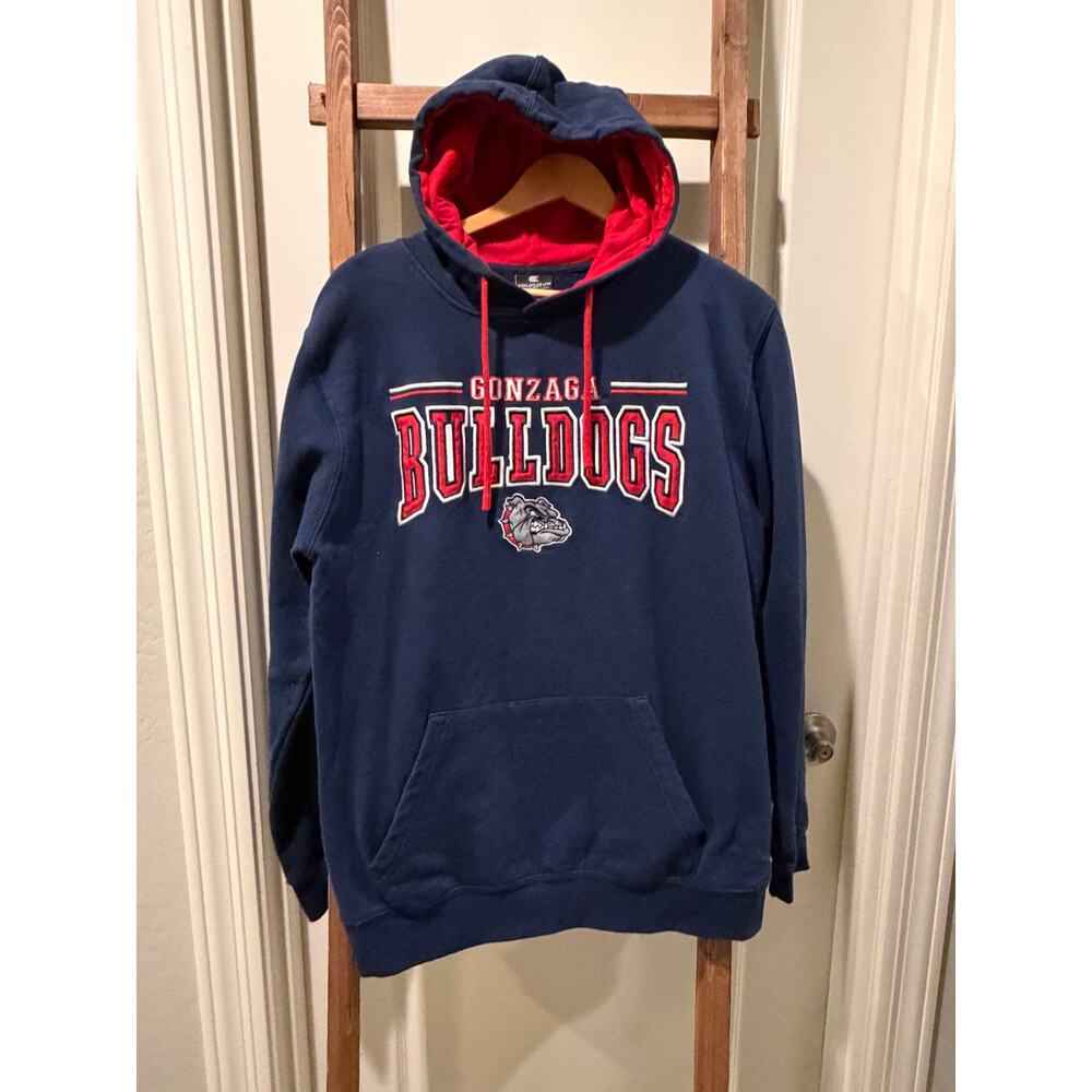 Gonzaga Bulldogs Hoodie Colosseum Men’s Large Navy Red Pullover Sweatshirt